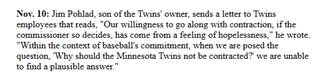 Minnesota Twins letter 2
