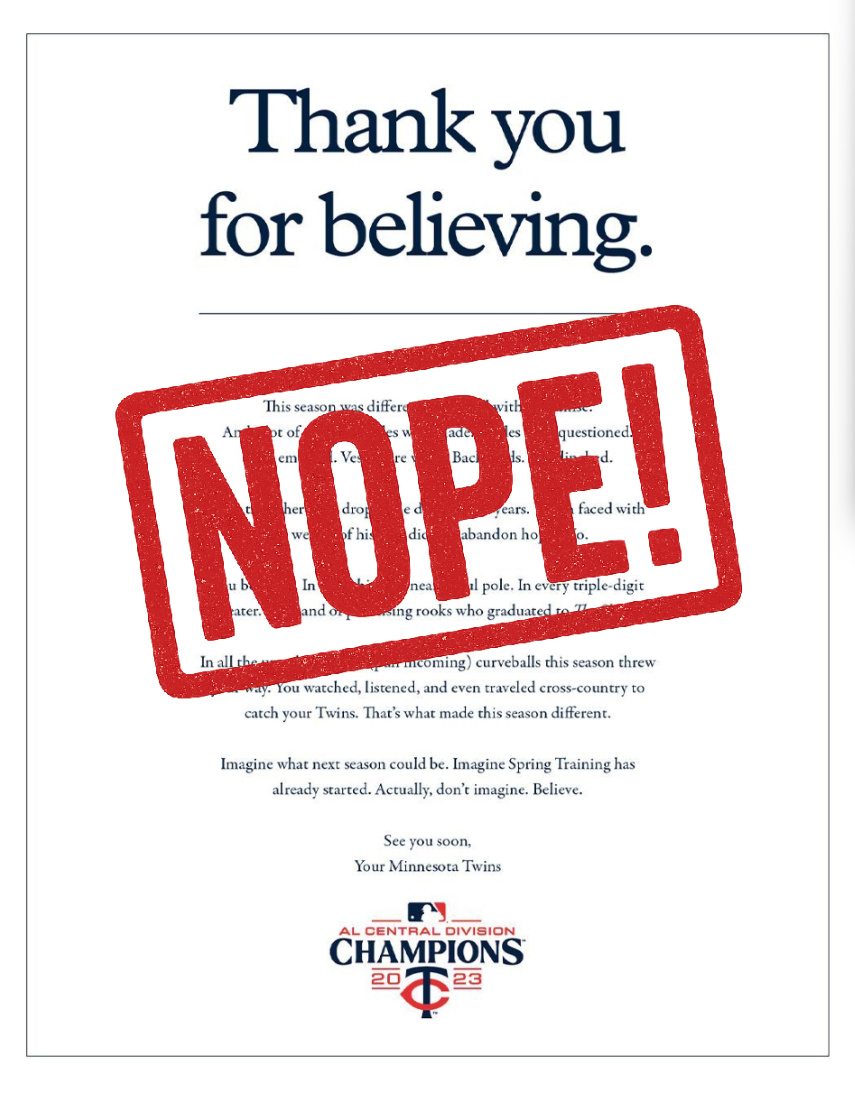 Minnesota Twins letter 4